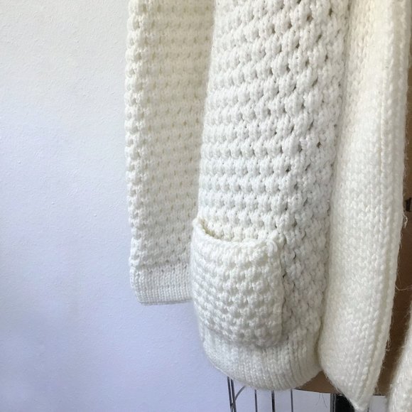 1970s vintage knit shawl collar sweater cardigan pave knit MEDIUM - Picture 3 of 9